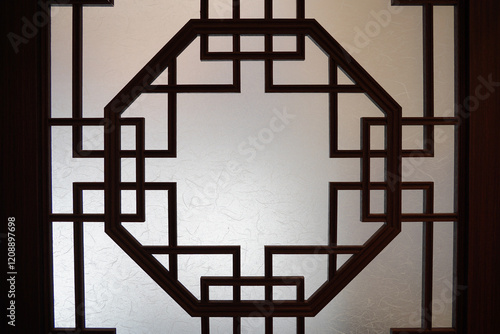 Korean window frame with traditional patterns
