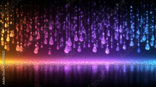 Sparkling Teardrop Crystals Cascading Downward In Gradient Colors
