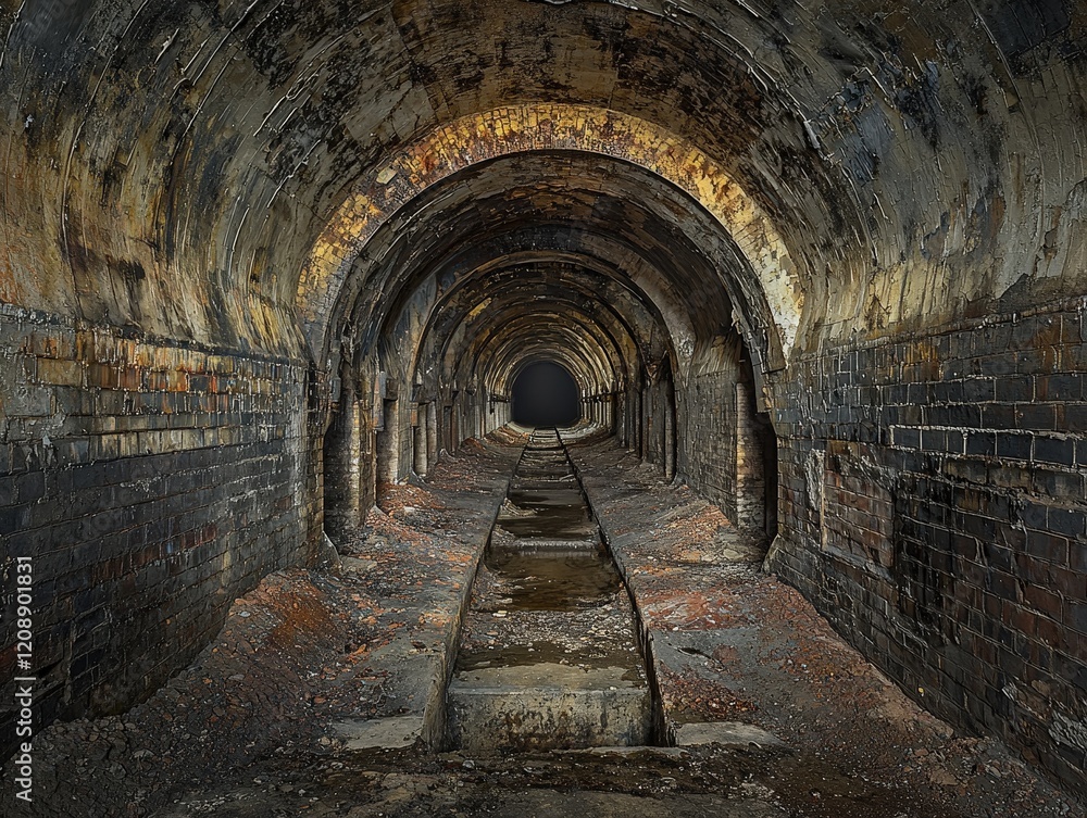 Fototapeta premium Abandoned old tunnel interior slung derelict forsaken outcast