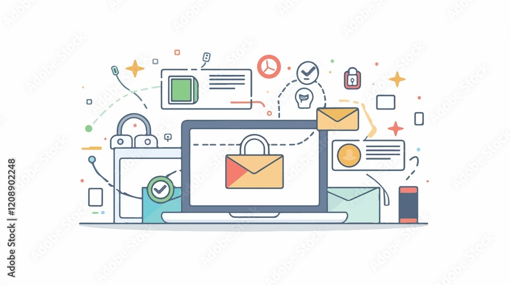 Cybersecurity Concept with Laptop for Phishing, Hacking, and Online Scam Cybersecurity Concept with Laptop for Phishing, Hacking, and Online Scam