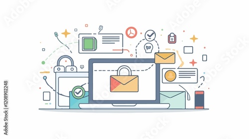 Wallpaper Mural Cybersecurity Concept with Laptop for Phishing, Hacking, and Online Scam Torontodigital.ca