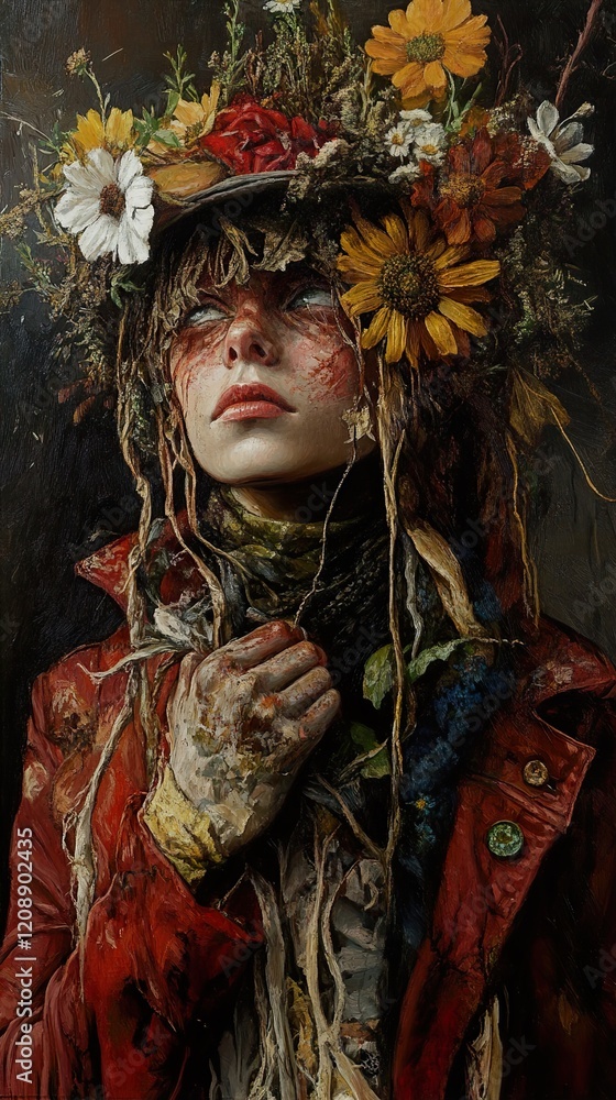Enigmatic Woman in a Floral Crown Enigmatic Woman in a Floral Crown