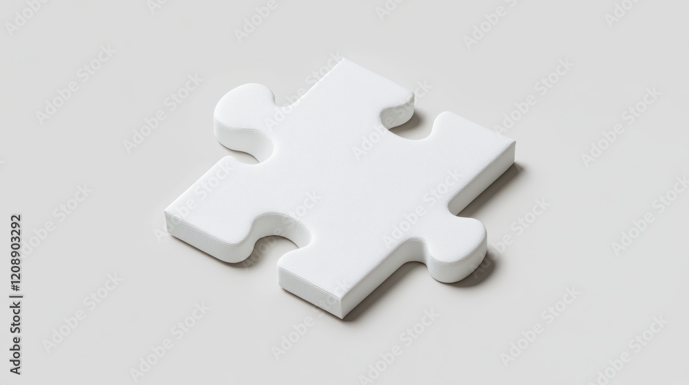 White Puzzle Piece on Clean Background for Conceptual Imagery White Puzzle Piece on Clean Background for Conceptual Imagery