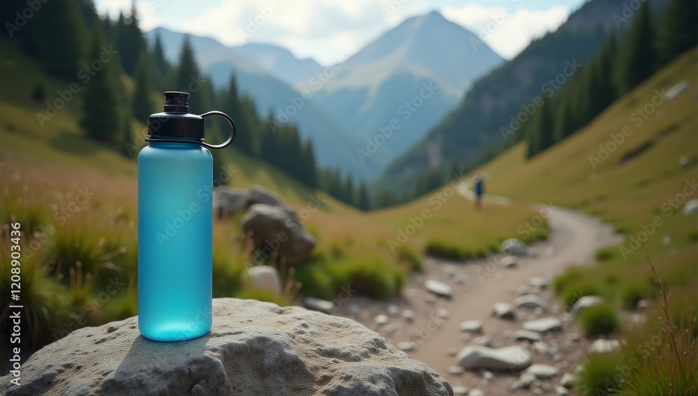 Elegant Water Bottle Product Photography - Hydration, Active Lifestyle, Sports, and Wellness Marketing and Advertising Concepts