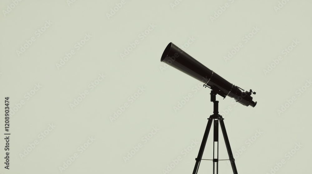 Silhouette of a Telescope Against a Light Background for Observation Silhouette of a Telescope Against a Light Background for Observation