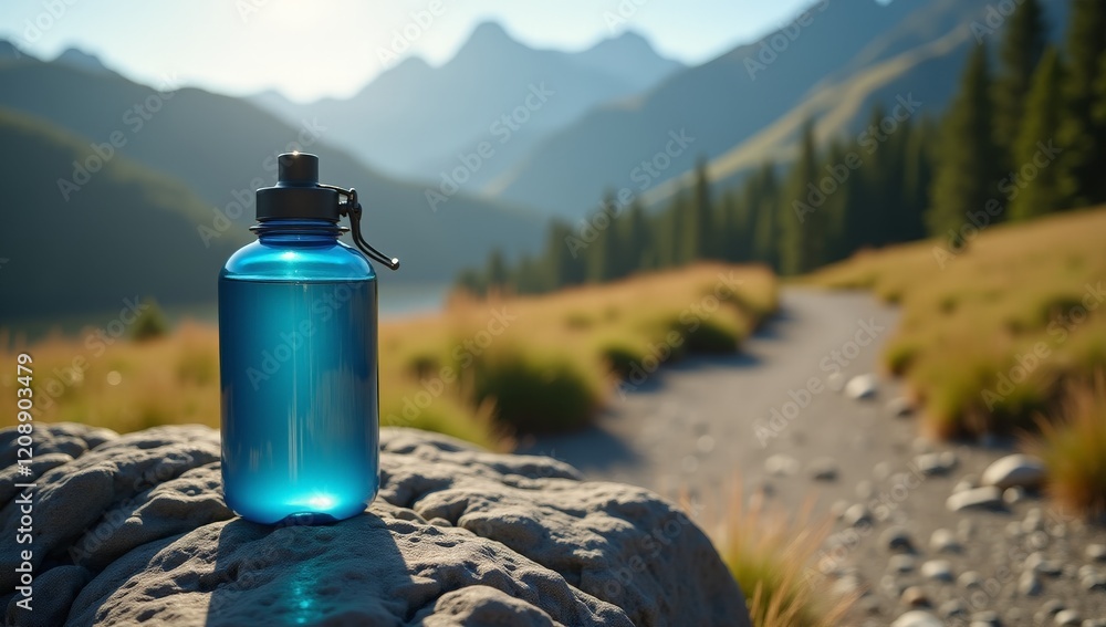 Elegant Water Bottle Product Photography - Hydration, Active Lifestyle, Sports, and Wellness Marketing and Advertising Concepts