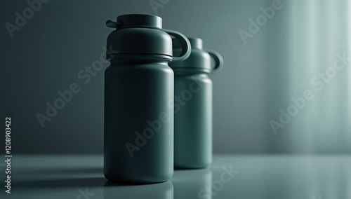 Obraz na płótnie Elegant Water Bottle Product Photography - Hydration, Active Lifestyle, Sports, and Wellness Marketing and Advertising Concepts w salonie