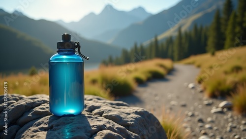 Obraz na płótnie Elegant Water Bottle Product Photography - Hydration, Active Lifestyle, Sports, and Wellness Marketing and Advertising Concepts w salonie