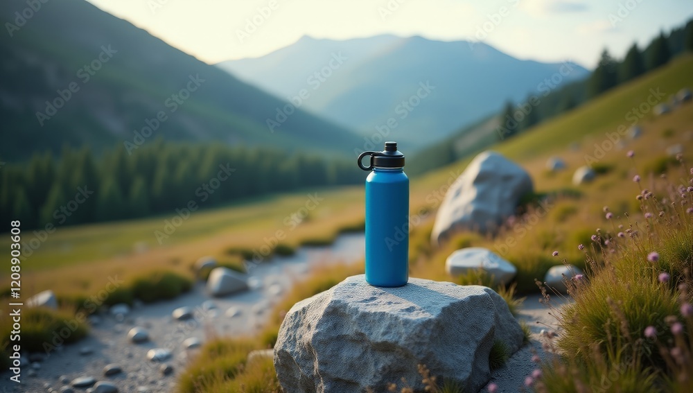 Elegant Water Bottle Product Photography - Hydration, Active Lifestyle, Sports, and Wellness Marketing and Advertising Concepts
