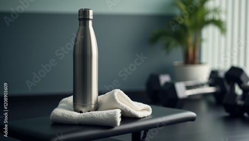 Obraz na płótnie Elegant Water Bottle Product Photography - Hydration, Active Lifestyle, Sports, and Wellness Marketing and Advertising Concepts w salonie