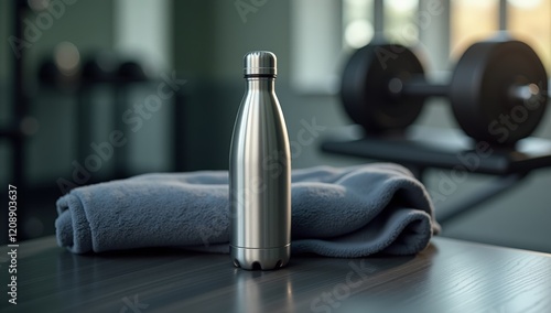 Obraz na płótnie Elegant Water Bottle Product Photography - Hydration, Active Lifestyle, Sports, and Wellness Marketing and Advertising Concepts w salonie