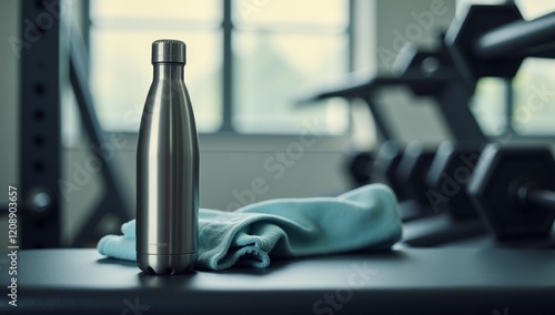 Obraz na płótnie Elegant Water Bottle Product Photography - Hydration, Active Lifestyle, Sports, and Wellness Marketing and Advertising Concepts w salonie