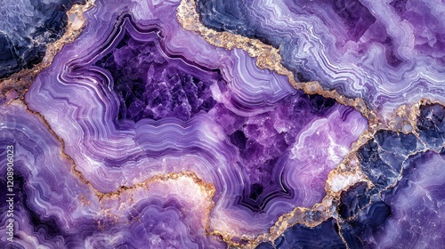 A close-up of beautiful purple agate stone with intricate patterns and textures.