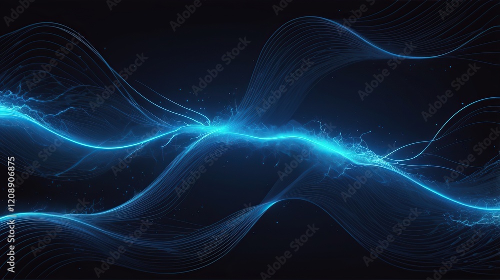 Electric abstract currents, vibrant blue lines zigzagging through a dark void. Electric abstract currents, vibrant blue lines zigzagging through a dark void.