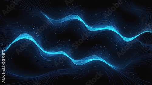 Wallpaper Mural Electric abstract currents, vibrant blue lines zigzagging through a dark void. Torontodigital.ca