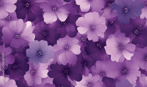 Seamless vector pattern with tropical leaves, flowers, wild animal eyes against the starry night sky. Mysterious fairytale illustration of the midnight jungle. Deep blue and violet colour palette