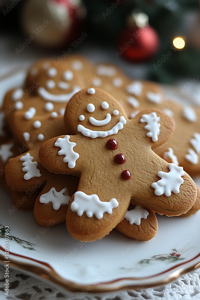 Delicious gingerbread men cookies on a plate. Delicious gingerbread men cookies on a plate.