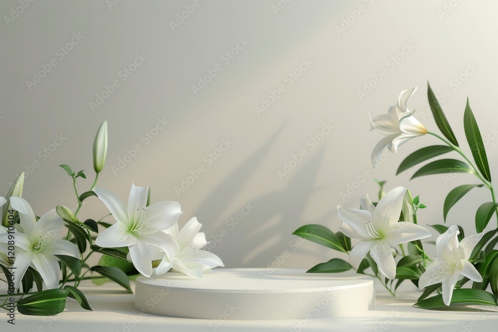 Elegant Display of White Lilies with Subtle Shadow Play