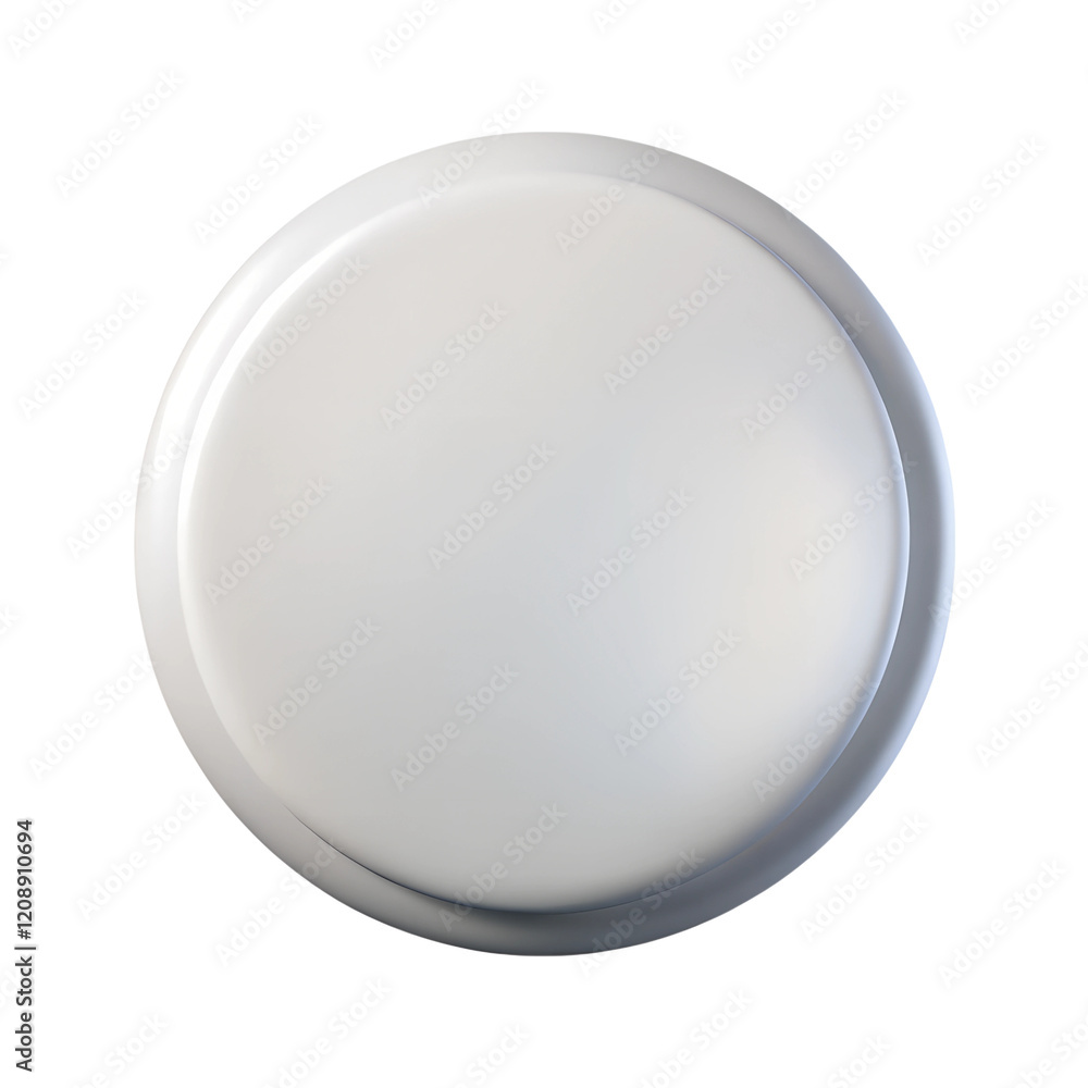 3D icon of white empty button. Cartoon plastic style 3D icon of white empty button. Cartoon plastic style