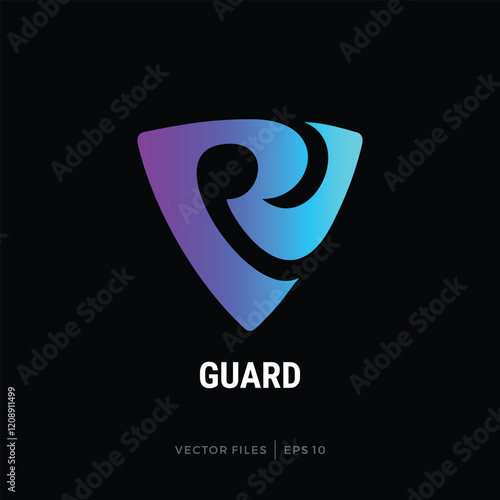 shield sign design logo with the initials R RV VR