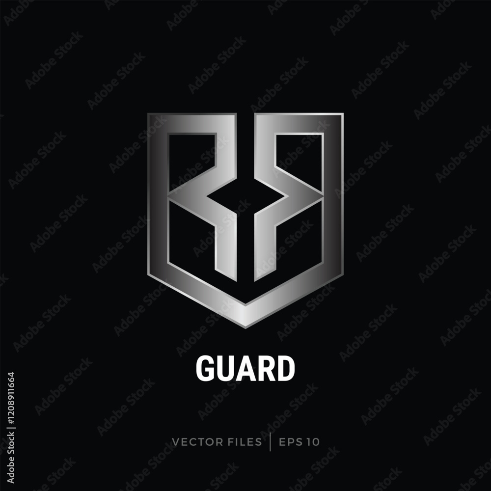 shield sign design logo with the initials RR shield sign design logo with the initials RR