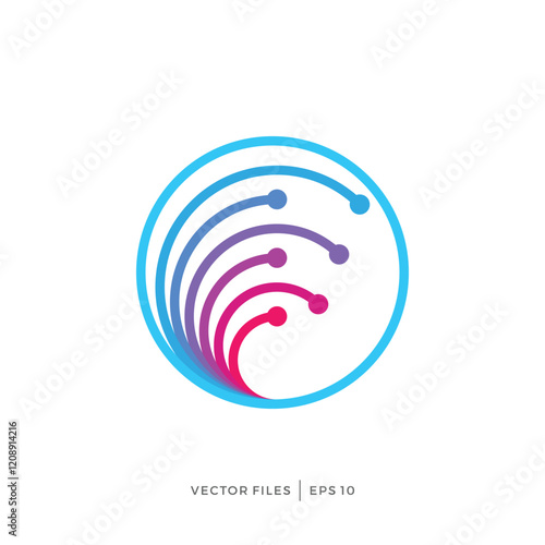 simple design logo fiber optic data outline inside circle