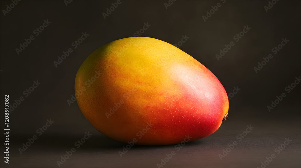 Exquisite Ripe Mango Showcasing its Perfect Golden-Yellow and Red Skin in a Minimalist Setting Exquisite Ripe Mango Showcasing its Perfect Golden-Yellow and Red Skin in a Minimalist Setting