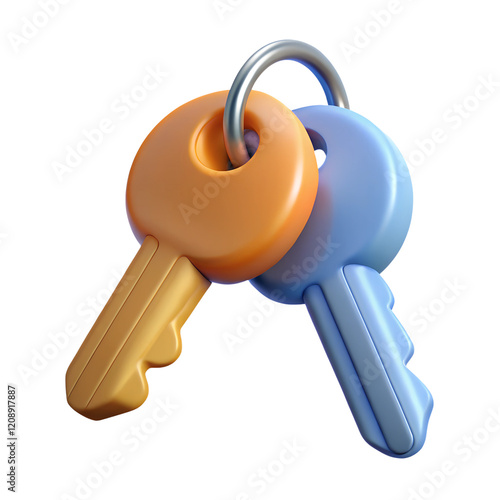 3D icon keys to the house in cartoon style. Protection and security sign. 3d rendering. High quality image