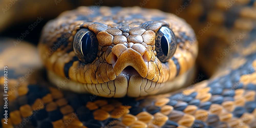 Close-up of a snake's head and scales. Close-up of a snake's head and scales.