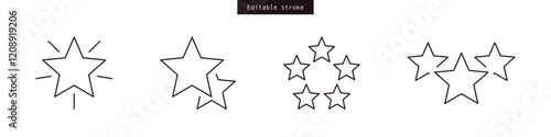 favorite star icon rating symbol reward rating mark icons. thin, line, outline, editable stroke. vector collection set