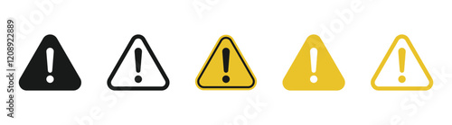 triangle warning icon alert symbol, exclamation mark sign . Caution alarm attention vector icon in yellow and black color