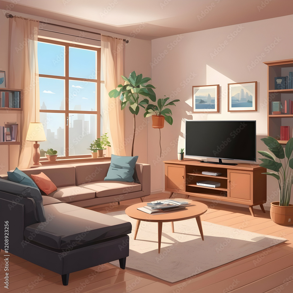 Fototapeta premium modern living room with fireplace