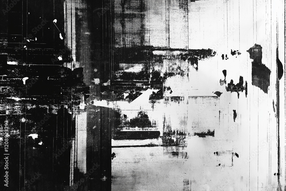 Obraz premium Abstract futuristic cyberpunk displacement map for 3d rendering. Random distorted black white broken glitch screen background. Digital as manual, lo-fi retro video noise overlay