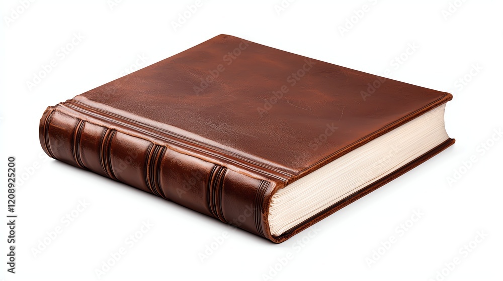 A classic brown leather-bound book with a textured cover and blank pages, symbolizing knowledge and timelessness. A classic brown leather-bound book with a textured cover and blank pages, symbolizing knowledge and timelessness.