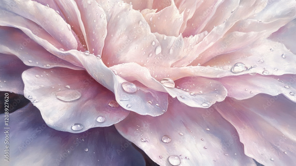 Dew-Kissed Petals: A Close-Up of a Pastel Peony Dew-Kissed Petals: A Close-Up of a Pastel Peony