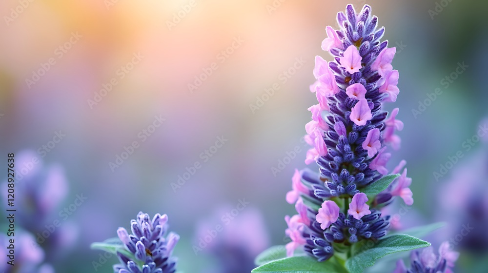 Obraz premium Lavender Flowers Bloom in Soft Sunlight
