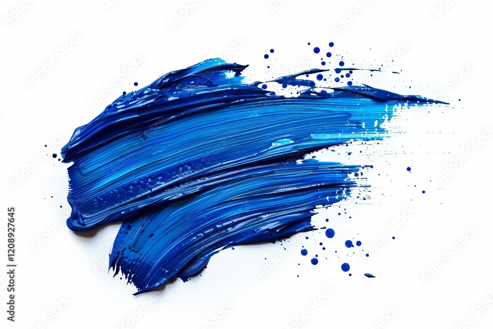 Fototapeta premium Blue brush stroke isolated on white background