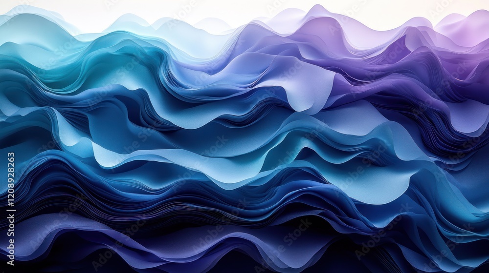 Fototapeta premium Abstract waves in shades of blue and purple
