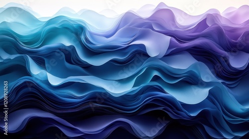 Wallpaper Mural Abstract waves in shades of blue and purple Torontodigital.ca