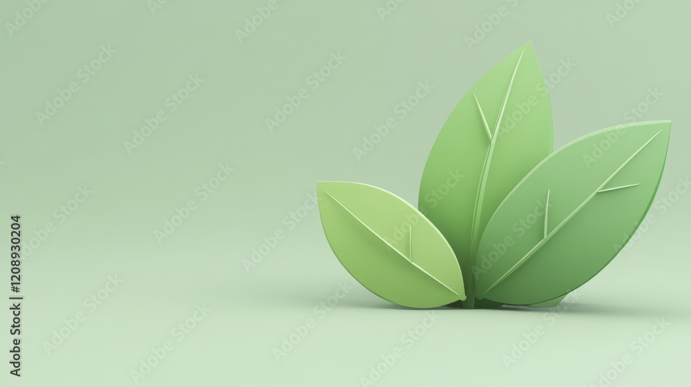 Fresh green leaves showcasing natural beauty and tranquility in a minimalistic style. Fresh green leaves showcasing natural beauty and tranquility in a minimalistic style.