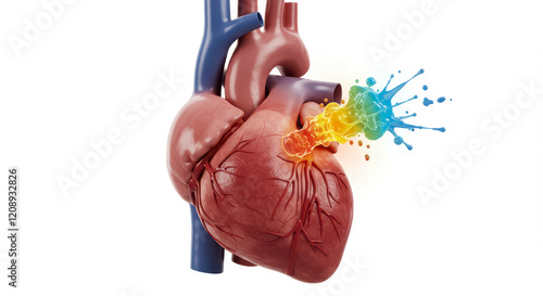 3D Illustration Depicting the Impact of Heart Attack on the Heart photo