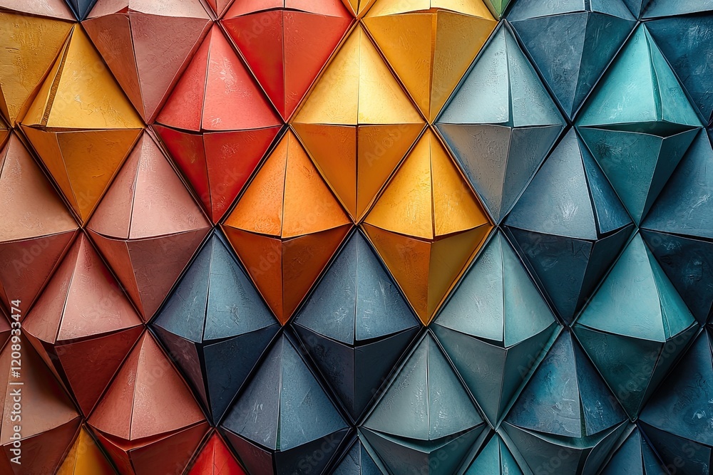 Colorful Triangular Geometric Pattern Wall Design Colorful Triangular Geometric Pattern Wall Design