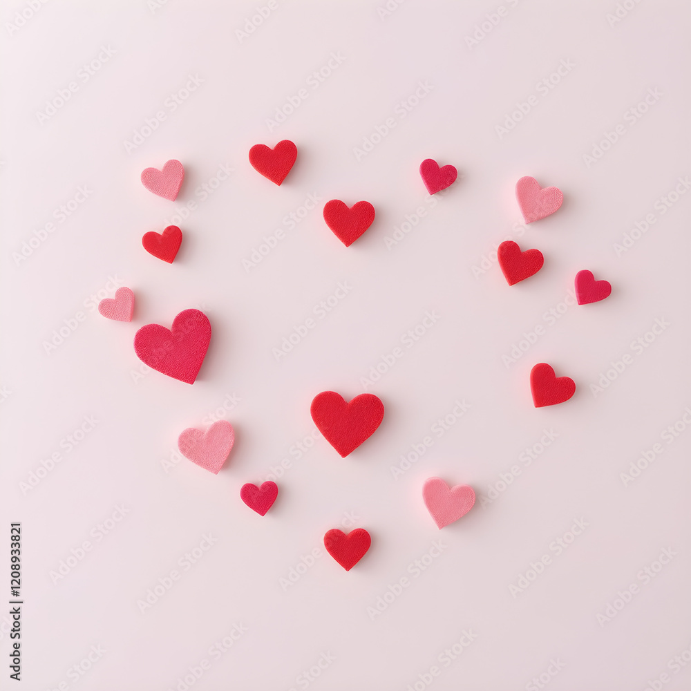 Una hermosa imagen, que recuerda al día de san valentín, hecha de corazones Una hermosa imagen, que recuerda al día de san valentín, hecha de corazones