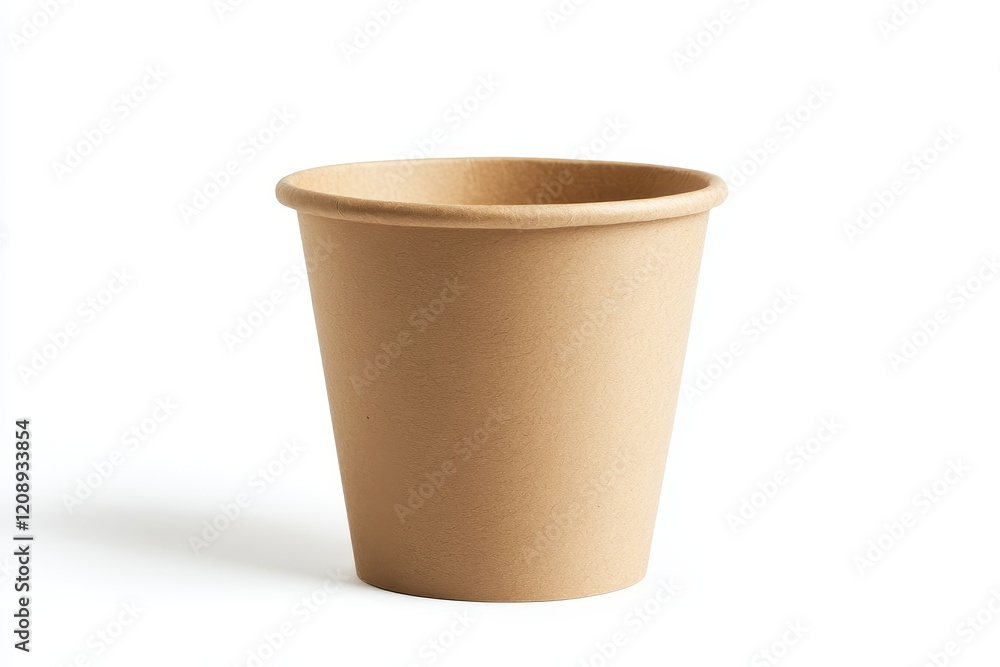 Empty light brown paper cup on white background. Empty light brown paper cup on white background.