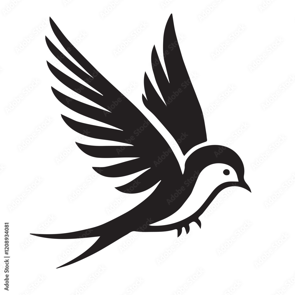 Obraz premium Silhouette of a bird on white background