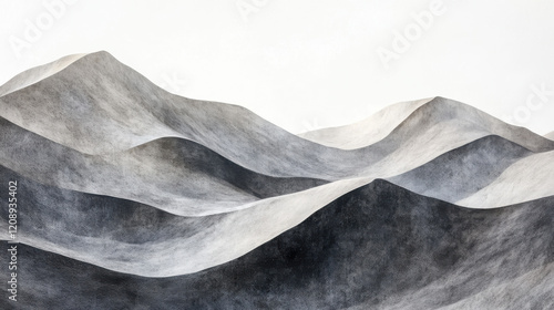 Wallpaper Mural A windswept desert valley with sharp ridges and soft dunes, highlighted by dramatic shadows cast from a low afternoon sun, the sky a pale white Torontodigital.ca