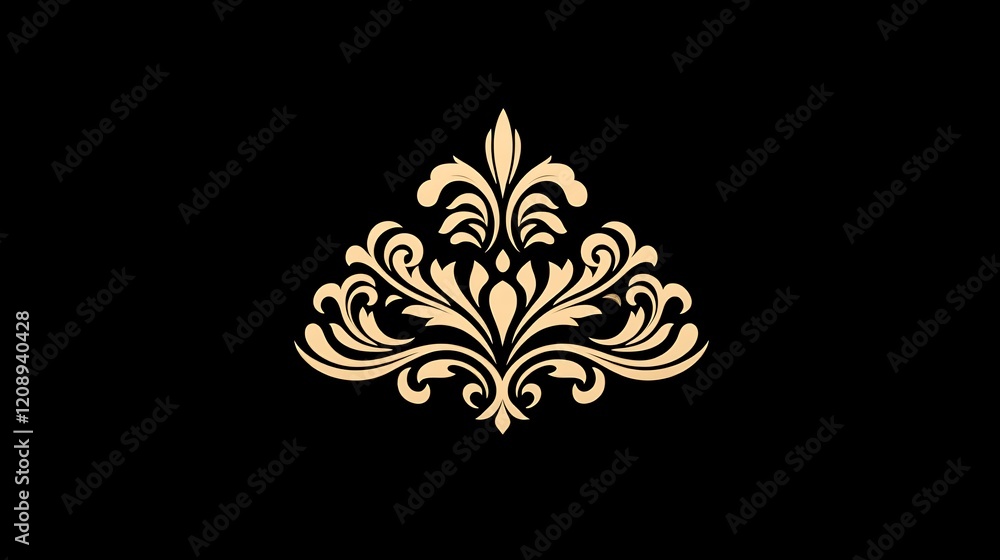 Elegant Gold Damask Design Floral Ornament Elegant Gold Damask Design Floral Ornament