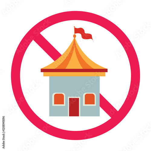 Forbidden amusement park sign, prohibited carnival circus icon, no playing sign, forbidden playground sign, vector illustration design