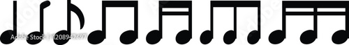 Music notes Musical key signs icon in flat style set. Vector for apps and website solid pictogram Black musical Simple symbol elements isolated on transparent background.
