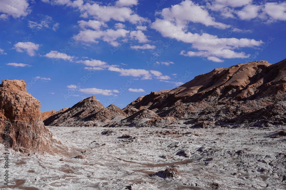 Fototapeta premium Salt Mountain Range, Valle de la Luna, Atacama desert, San Pedro de Atacama, Chile